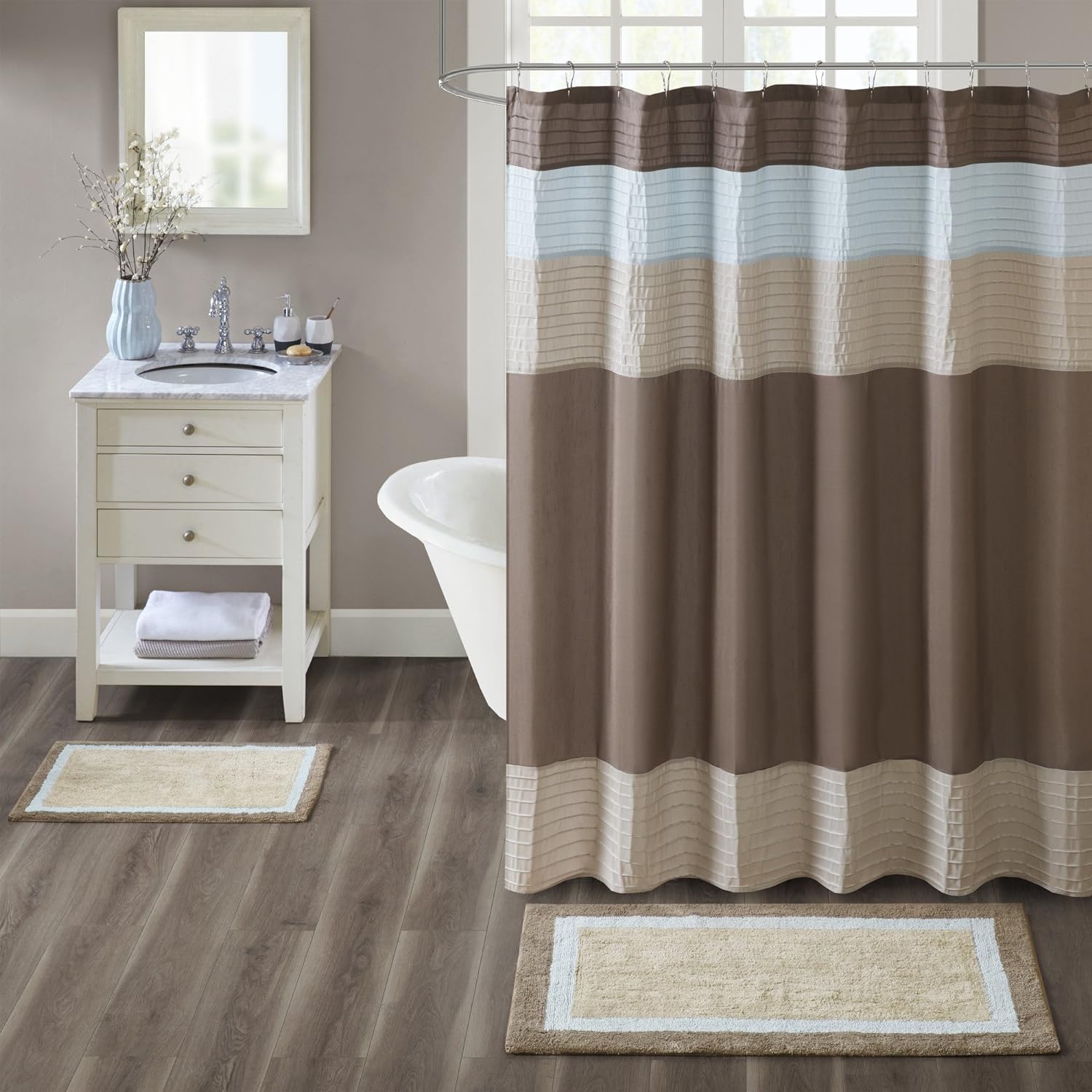 Madison Park Amherst Bath Rug 20x30 Brown Blue