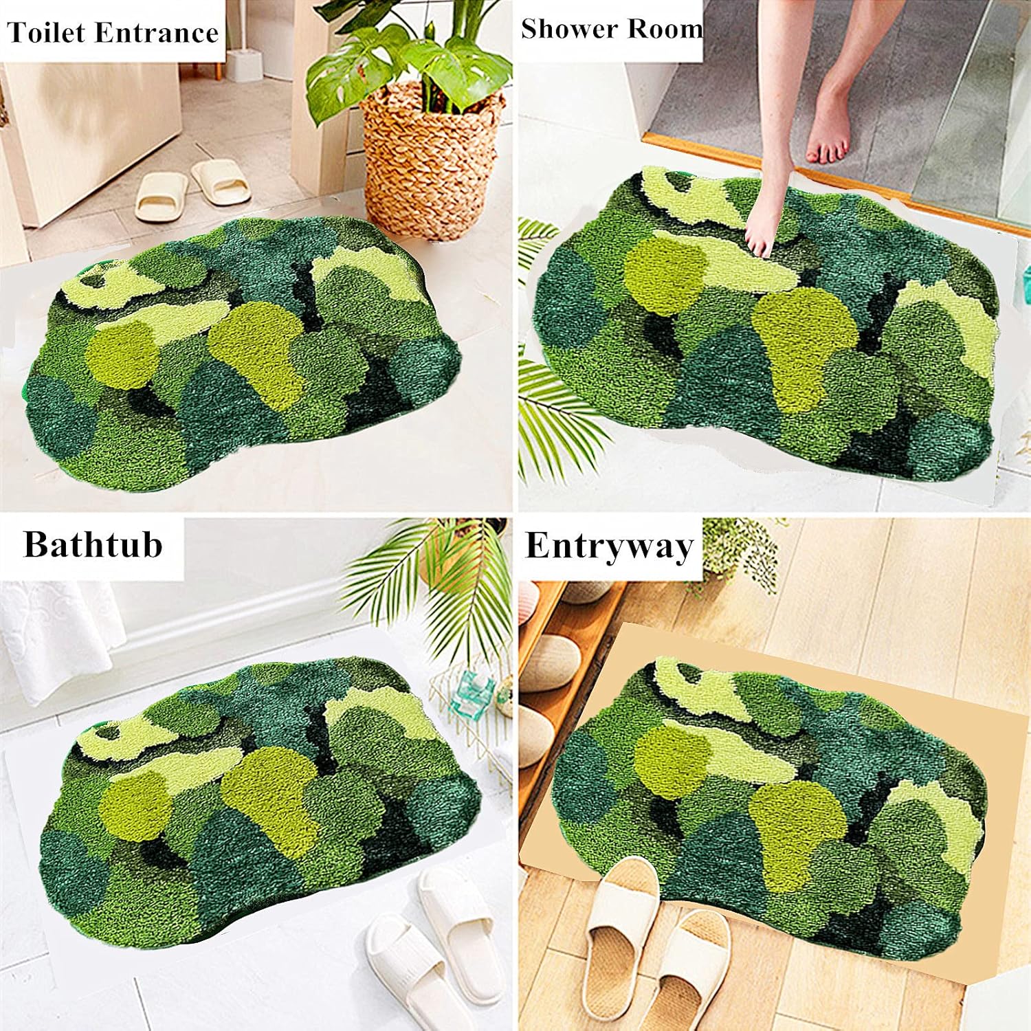 Grass Green Moss Bath Mat 315x236 Non Slip
