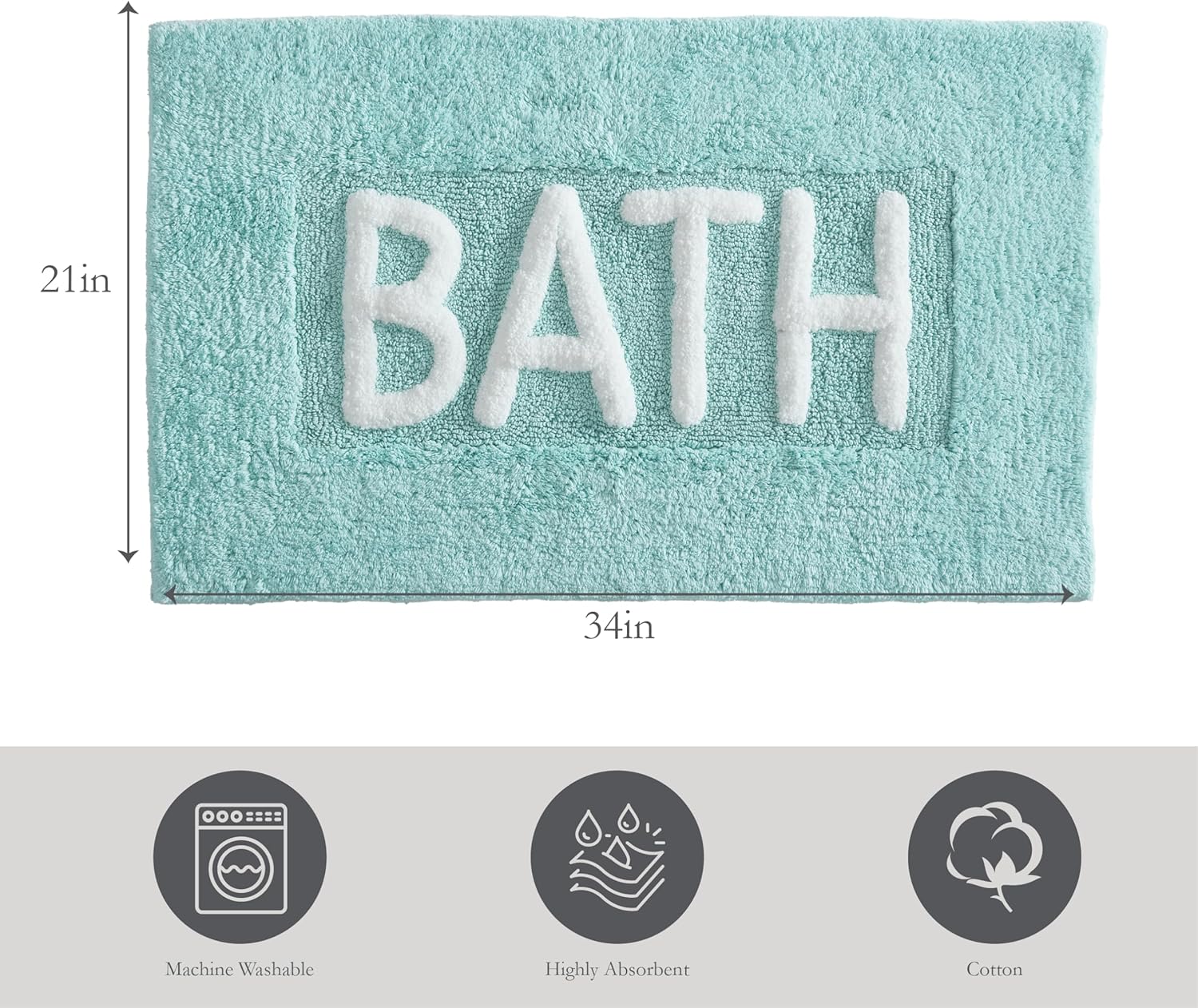 Creative Home Ideas Cotton Bath Rug Aqua Blue 21x34 1
