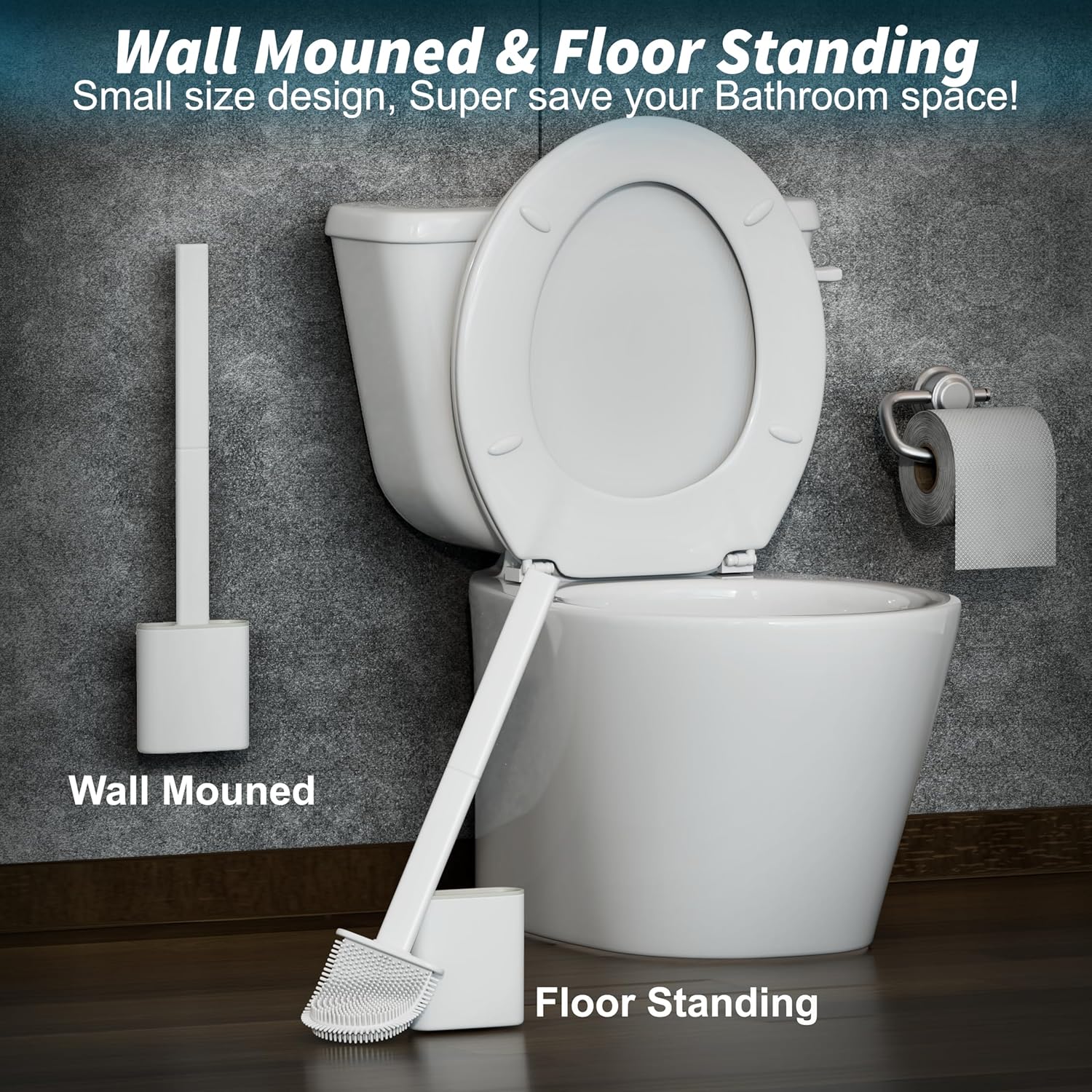 HygieX Silicone Toilet Brush Set with Holder