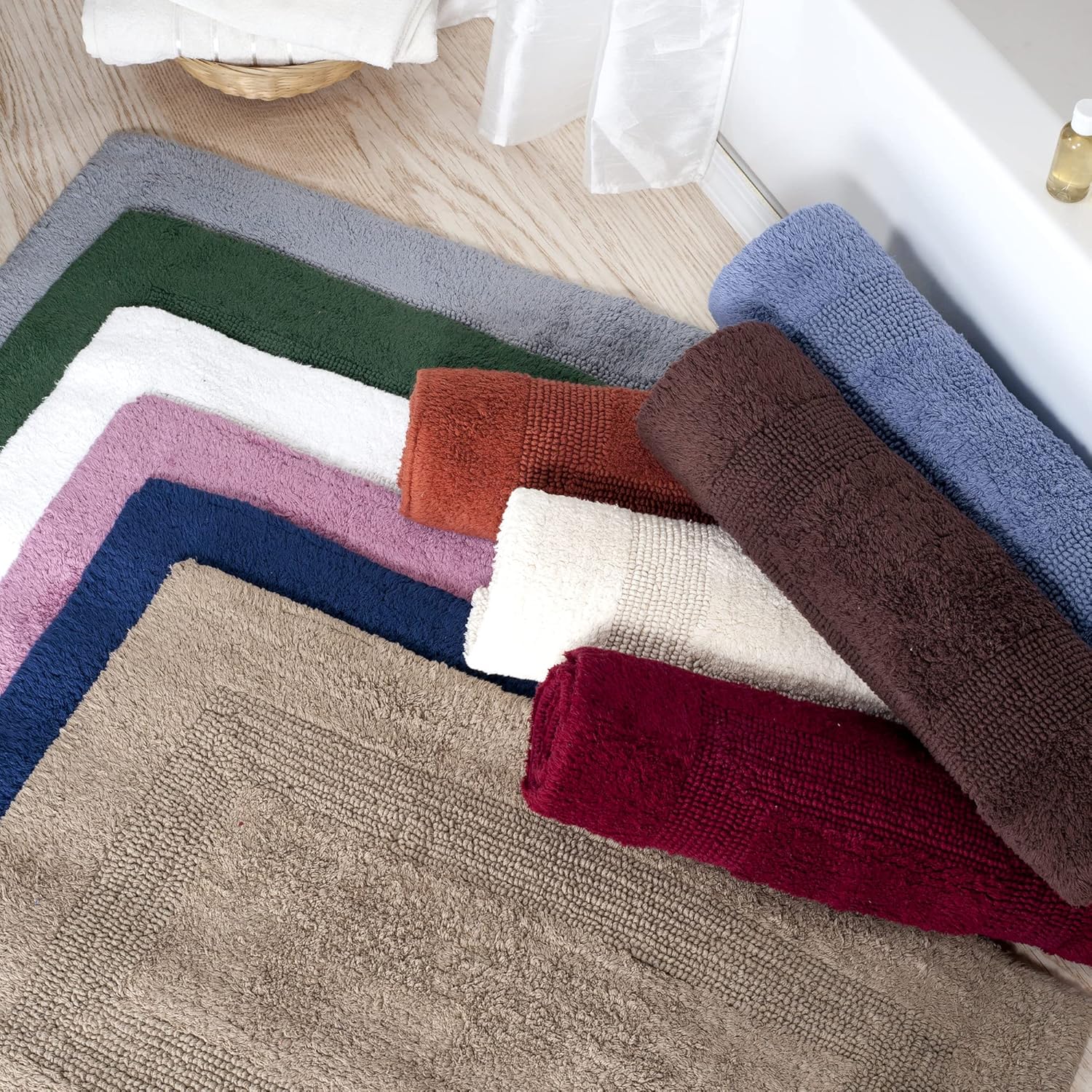 Lavish Home 2-Piece Cotton Bath Mat Set - Brick Red 1