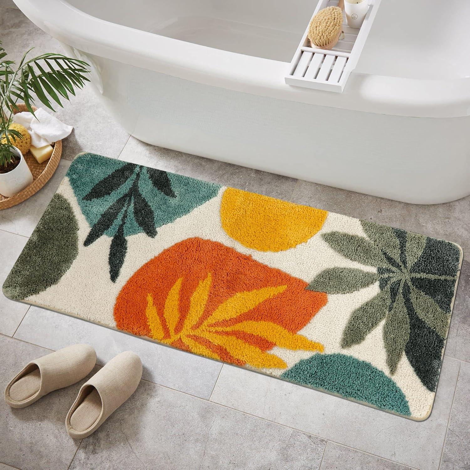 Uphome Colorful Abstract Leaves Bath Rug 1
