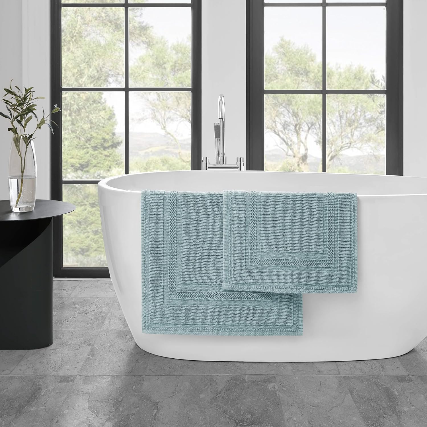 Jean Pierre Cotton Stonewash Racetrack Bath Rug Set