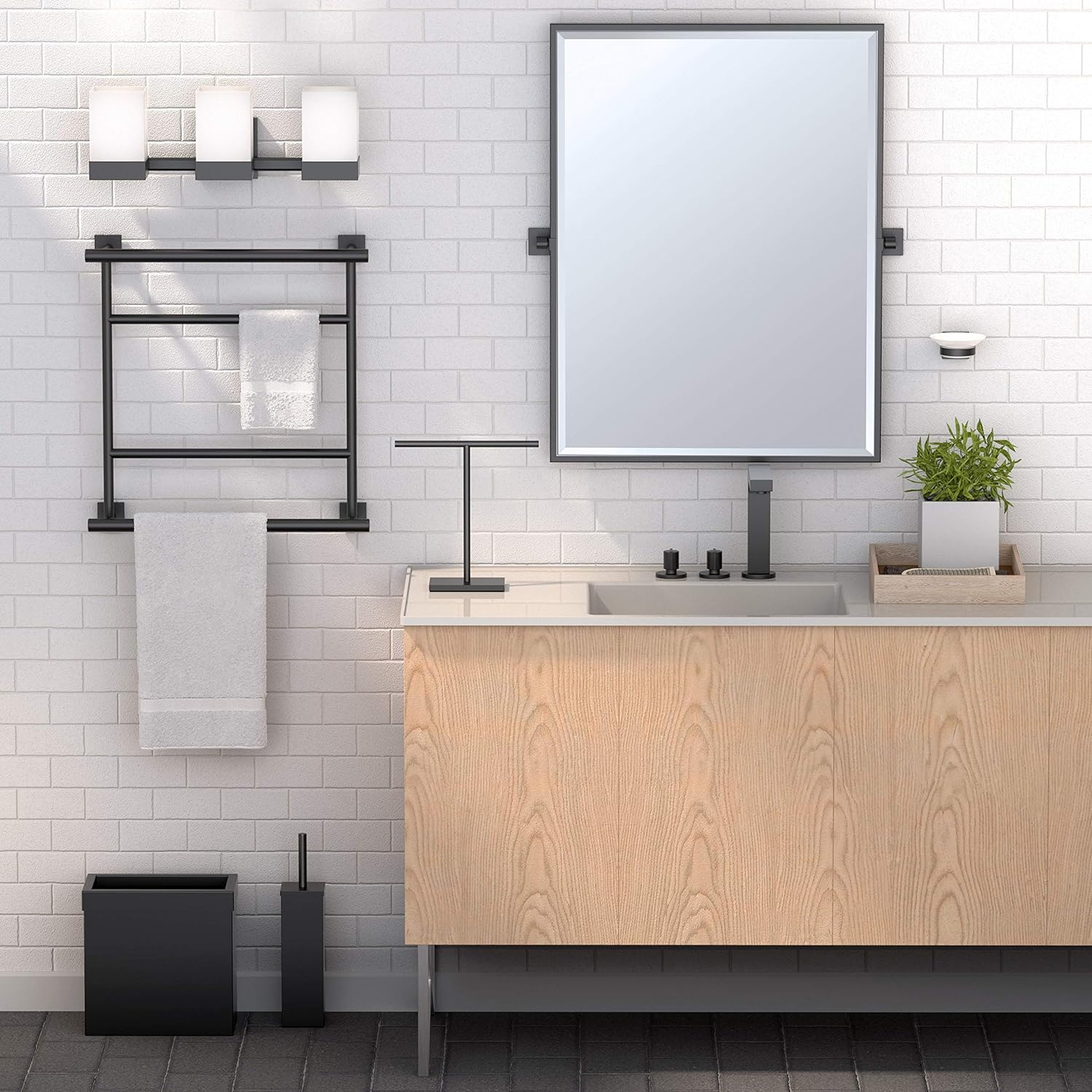 Gatco 1488MX Matte Black Toilet Brush Holder 1