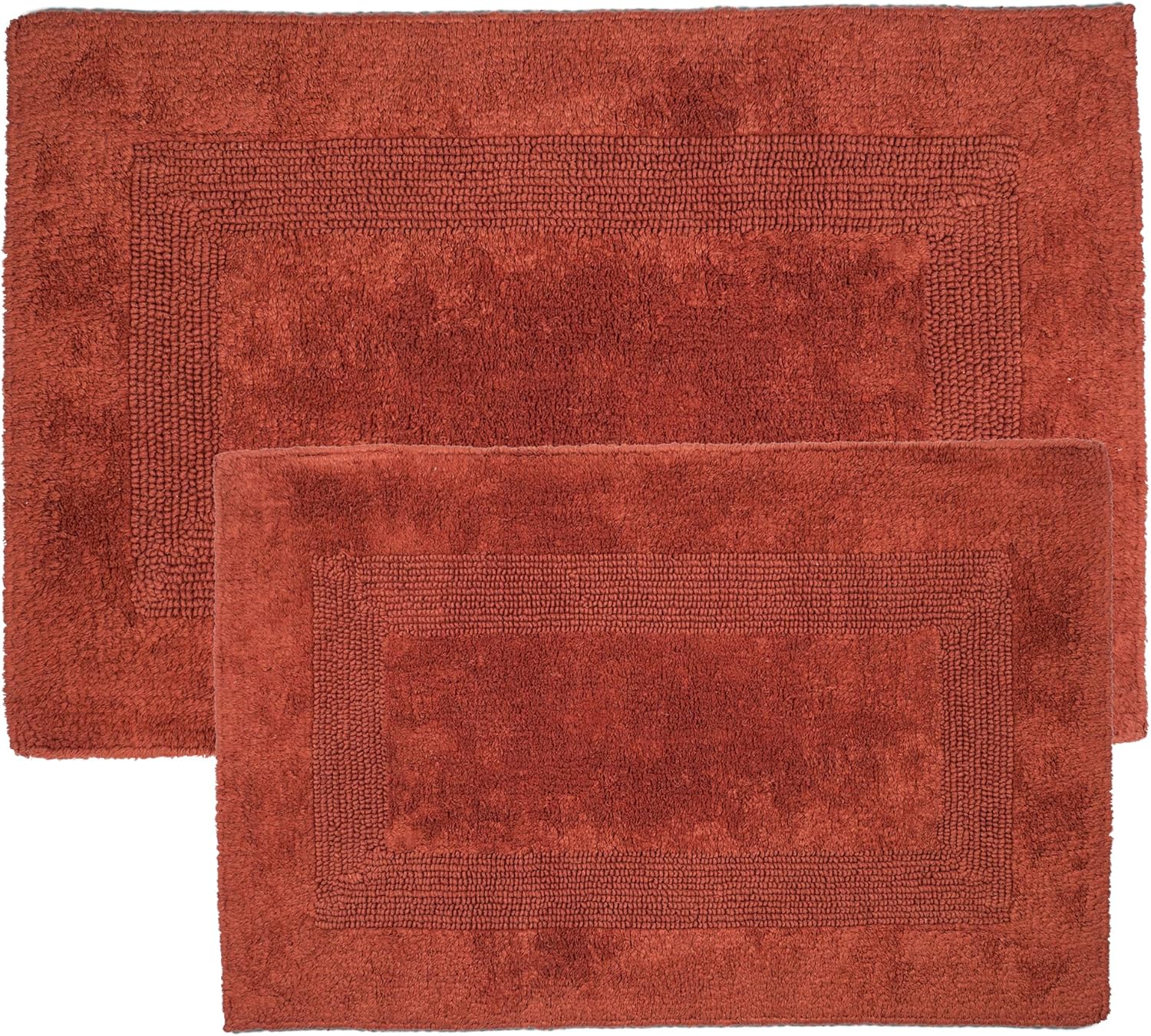 Lavish Home 2-Piece Cotton Bath Mat Set - Brick Red 1