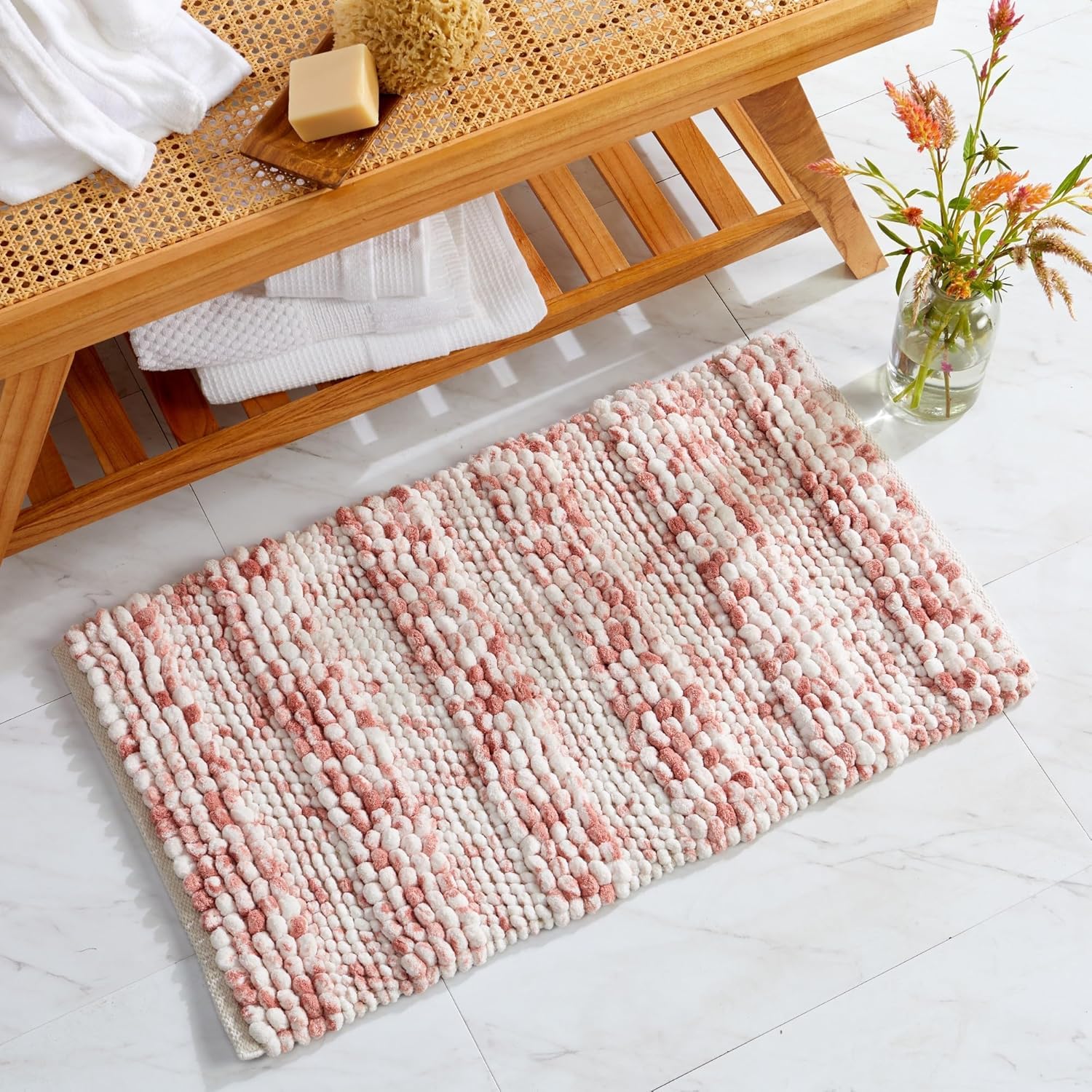 Luxury Dusty Rose Plush Bath Rug