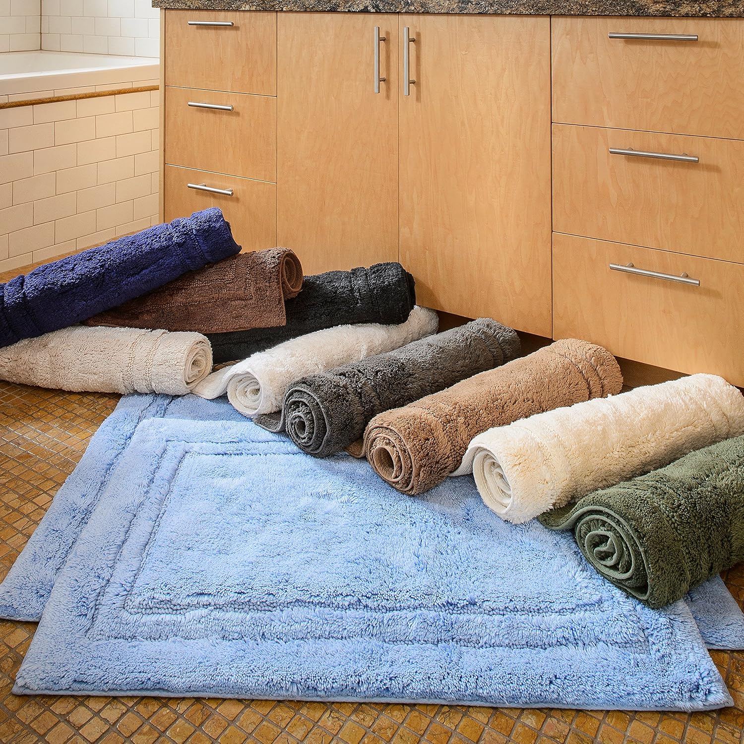 Superior Non-Slip Bath Rug Set 2-Piece White